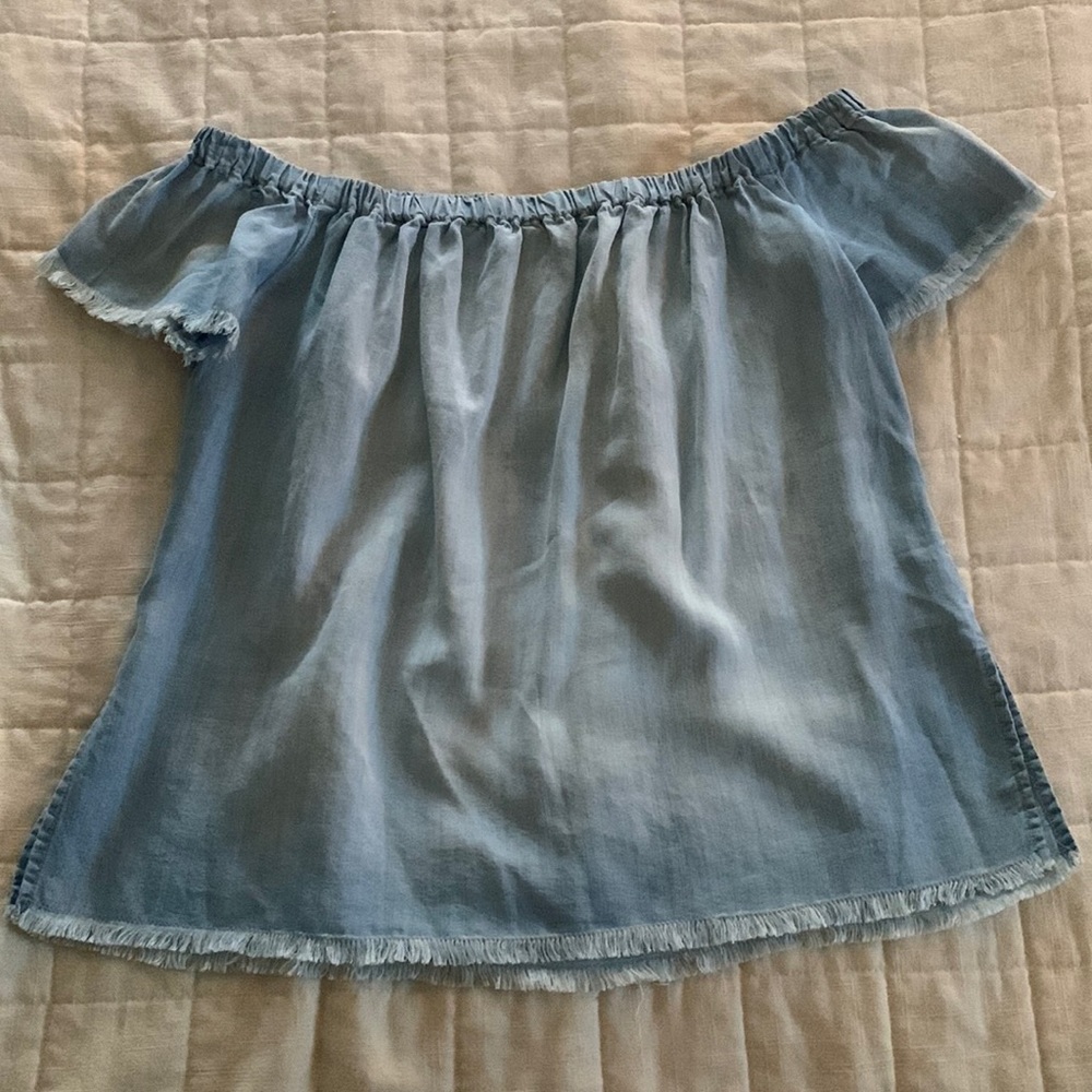Cloth & Stone Chambray Off the Shoulder Top
